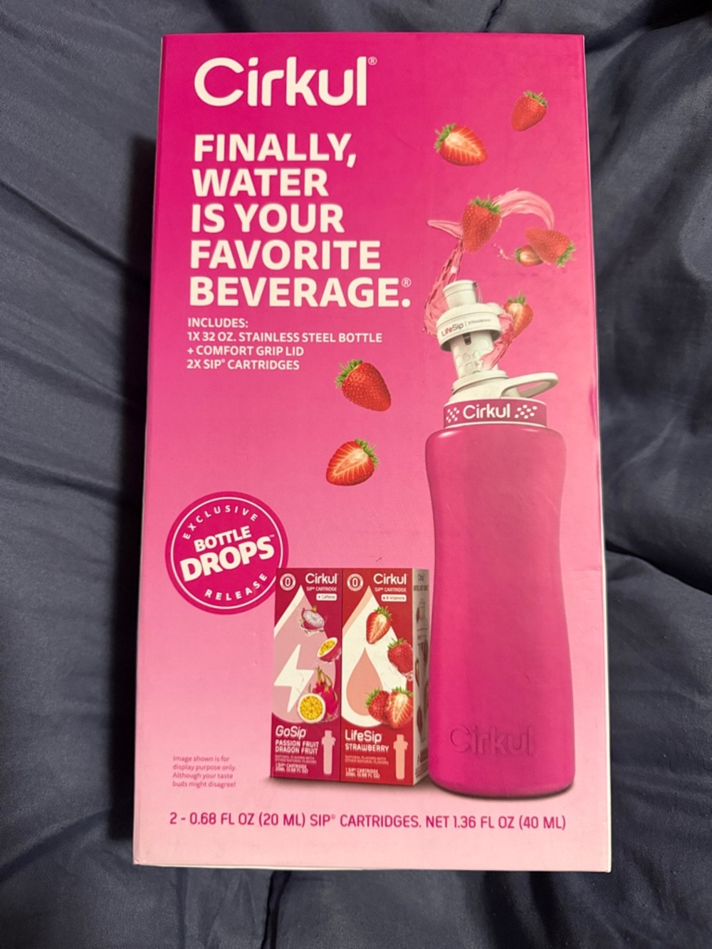 Cirkul Pink Stainless Steel Water Bottle with Comfort Grip Lid